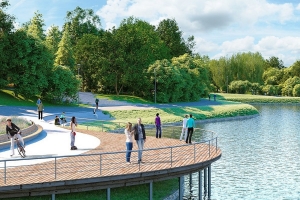 Плавающие фонтаны с подсветкой украсят парк в пойме Битцы