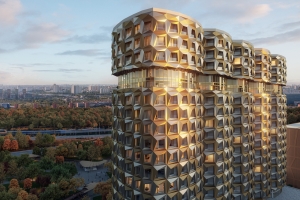 Золото и бронза: фасад «дома-бриллианта» на ЗИЛе готов на 60%