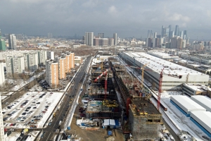 Осмотр хода строительства Национального космического центра. Владимир Путин, Сергей Собянин, Дмитрий Рогозин.