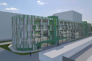 Фасады паркинга в ТПУ «Рассказовка» оформят зелеными и белыми кассетами