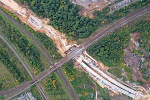 Осмотр строительства южного участка МСД. С. Собянин, А. Бочкарёв, К. Маслаков