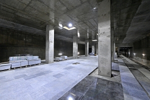 Осмотр строительства станции «Новаторская» Троицкой линии метро. С. Собянин, А. Бочкарёв, Ю. Кравцов, С. Григоркевич