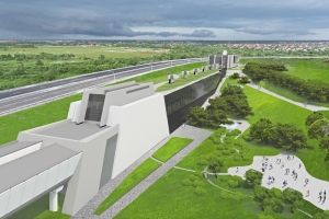 Отделка фасада вестибюля станции метро «Пыхтино» выполнена на две трети