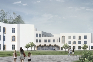 Наличники в виде домиков украсят учебный центр с атриумом в Сосенском