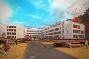 Здание крупной школы с IT-полигоном в Ватутинках готово на 70%