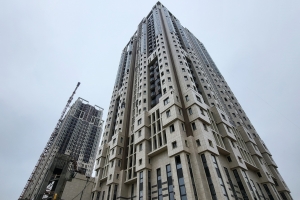 На корпусе В проблемного ЖК «Академ Палас» демонтирован башенный кран