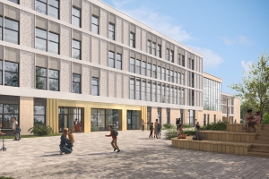 Фасады образовательного комплекса в Раменках украсят витражи и узор