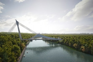 Мост-парус в районе Новозаводской улицы готов более чем на 15%