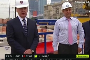 Строительство Можайского путепровода идет с опережением. С. Собянин, М. Хуснуллин, А. Бочкарев