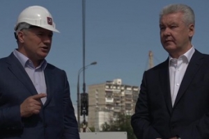 Осмотр хода строительства станции метро "Селигерская" Люблинско-Дмитровской линии С. Собянин, М. Хуснуллин