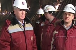 Осмотр строящейся станции метро «Петровско-Разумовская» Люблинско-Дмитровской линии. С. Собянин, М. Хуснуллин