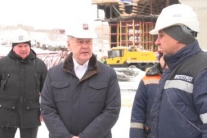 Осмотр хода строительства участка автодороги от Бусиновской развязки до Фестивальной улицы. С. Собянин