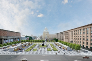 Триумфальную площадь украсили более 40 лип, кленов и яблонь