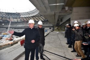 Выездное заседание городского штаба по строительству в «Лужниках». С. Собянин, М. Хуснуллин