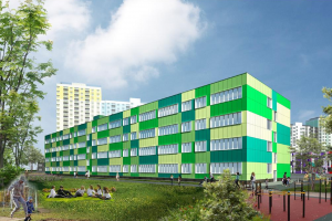 Школа с яркими фасадами и витражами появится в районе Солнцево
