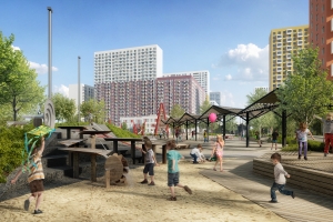 Детская площадка в стиле оригами с холмами и ручьем появится в ТиНАО