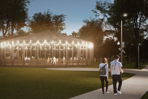 В парке «Вагоноремонт» установили шахматный павильон с беседкой