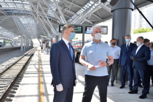 Осмотр новой станции Славянский Бульвар на МЦД-1. С. Собянин, О. Белозеров