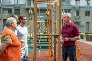 Осмотр строящегося дома по реновации в районе Лосиноостровский. С. Собянин, А. Бочкарёв