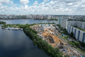 Мэр проинспектировал строительство станции БКЛ метро «Нагатинский Затон»