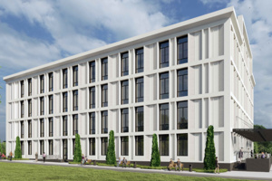 Белыми панелями с текстурой облицуют фасады нового Центра госуслуг в районе Молжаниновский