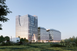 Стеклянная башня со сквозной аркой украсит бизнес-центр в Мнёвниковской пойме