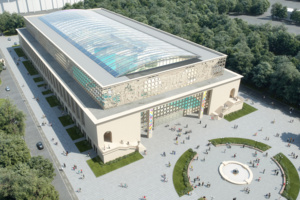 Сергей Собянин заложил памятную капсулу в фундамент бассейна «Лужники»